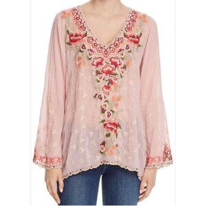 Johnny Was Womens Large Cristabella Floral Embroidered V-Neck Long Sleeve Tunic